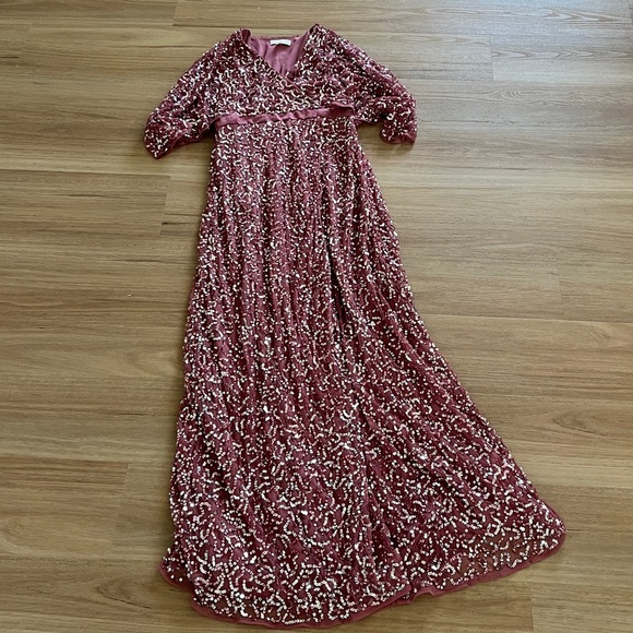 Maya Desert Rose Short Sleeve Embellished Maxi Dress 2 Maternity - Picture 2 of 5